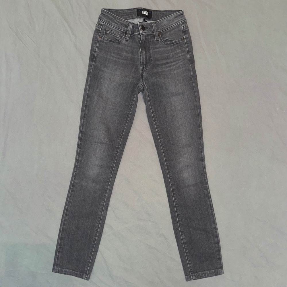 Paige Verdugo Ankle Skinny Jeans Grey Wash Size 23 Mid Rise Stretch Denim